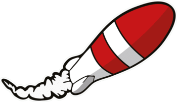 En raket som är röd och vit - Detta är logotypen för Moderskeppet